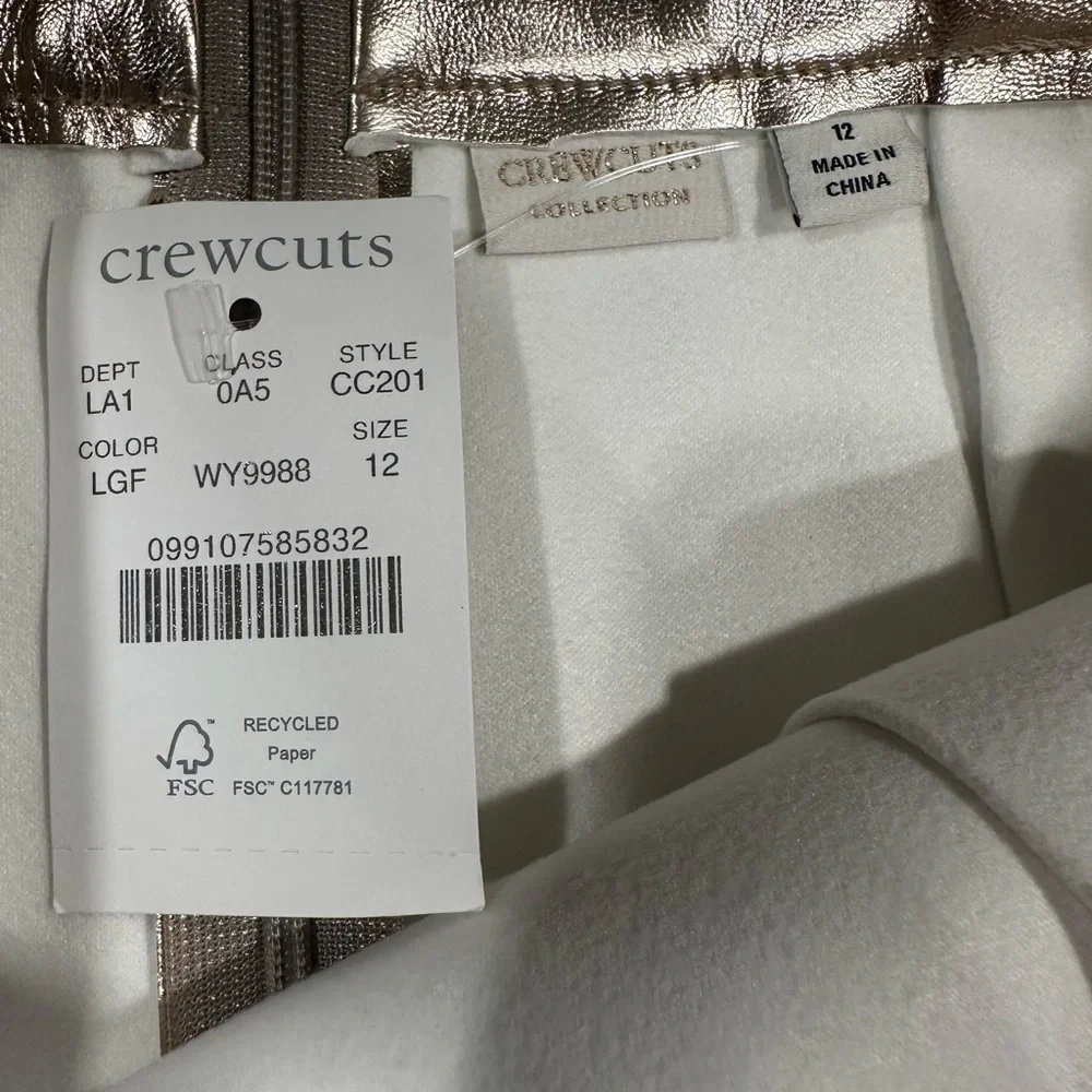 J.Crew Girls Crewcuts Gold holiday Pleated Skirt new with tags size 12